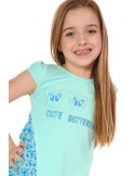 Girls\' blouse with a longer back, mint NDZ8158 - Online store - Boutique